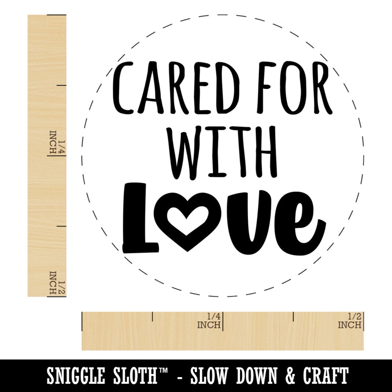 Cared for with Love Heart Chicken Egg Rubber Stamp